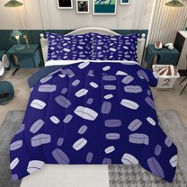 jejeloiu Ice Hockey Game Full Size Comforter Sets,Kids Sport Gamer Bedding Comforter Set,White Deepblue Bedding Sets For Boys,Luxury Bedroom Decor Reversible,3 Pieces