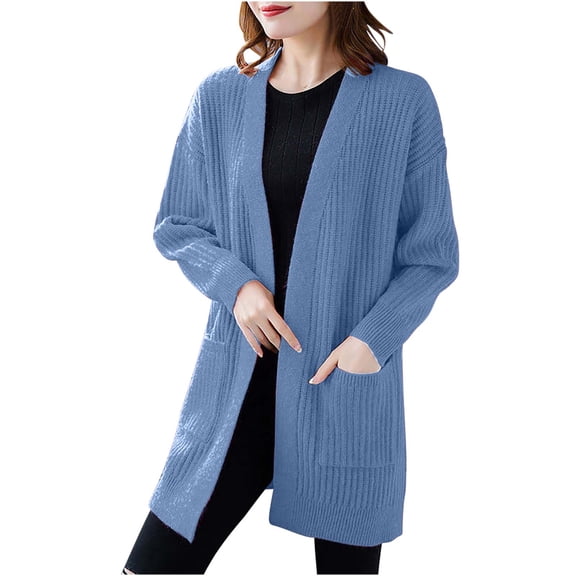 Tumotour Long Cardigan for Women's Knit Long Sleeve Open Front Outerwear Coats Fall Sweaters Outfits with Pocket