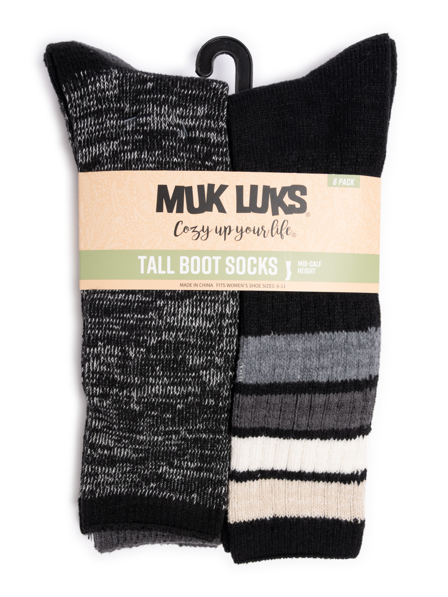 MUK LUKS Women's Fluffy Dream Tall Boot Socks, 6-Pack photo 2