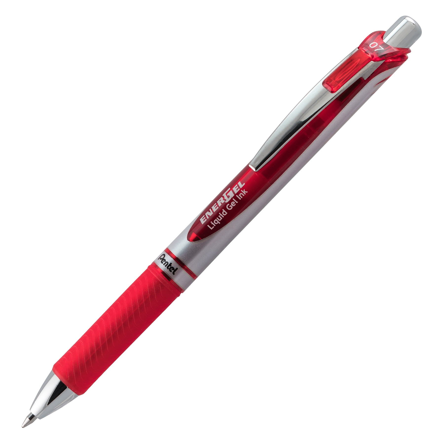 Pentel EnerGel RTX Retractable Liquid Gel Pen, (0.7mm) Metal Tip, Medium Line, Red Ink, 1 Dozen