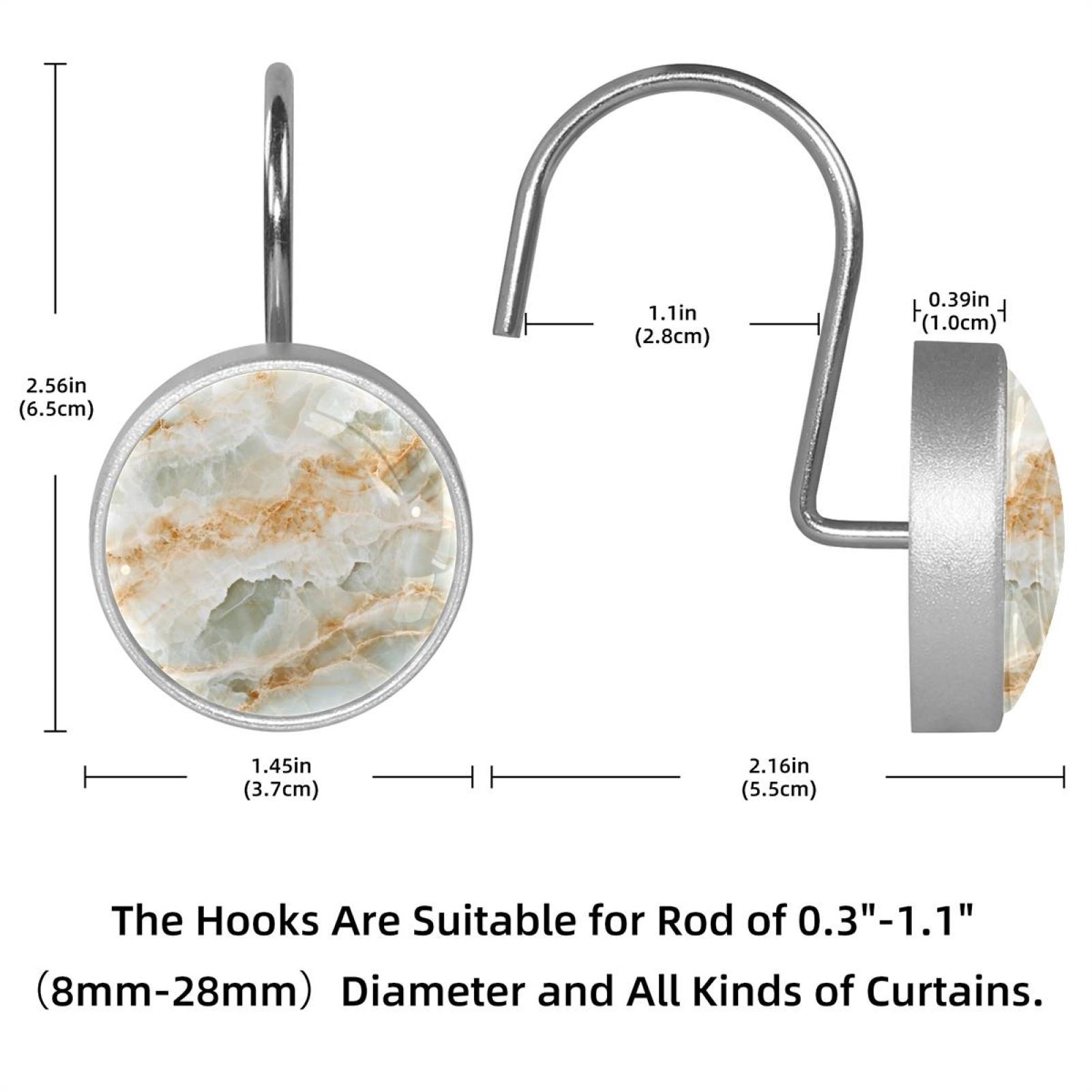 HemaKayy 12 Pcs Shower Curtain Hooks Bathroom Decorative Accessories Marble
