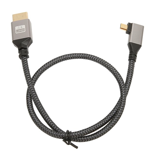 Cable de interfaz multimedia HD 4K de 60 Hz y 18 Gbps de alta velocidad, conector macho de interfaz multimedia HD a conector macho de interfaz multimedia HD, codo derecho de 0,5 m