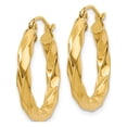 thumbnail image 3 of 14K Yellow Gold Polished 3mm Twisted Hoop Earrings (20 X 19) Made In Indonesia tc366, 3 of 5