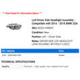 thumbnail image 2 of Left Driver Side Headlight Assembly - Compatible with 2016 - 2018 BMW 320i 2017, 2 of 2