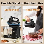 Stand Mixer Automatic Electric Kitchen Mixer - 4.8 QT Smart Standing & Hand Mixer with Auto-Rotating Bowl & Beater, 5-Speed Tilt-Head Household Mixer with Beaters& Dough Hooks for Baking,Black/White