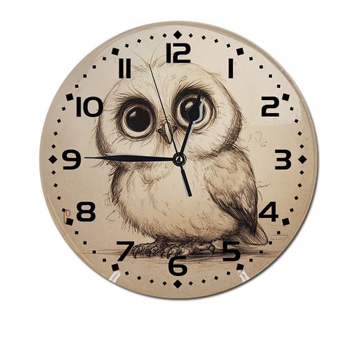 ZXCXRQFa Cute Owl Animal Home Decorative Haning Clock Wall Decor Silent Non Ticking Round Clock for Living Room Kitchen Bedroom Dining Room 10 Inch