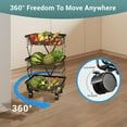 thumbnail image 4 of Yucurem 3 Tier Rolling Kitchen Cart, Foldable Metal Storage Cart with Wheels, Vegetable Storage Organizer for Kitchen Bathroom Pantry, 4 of 10