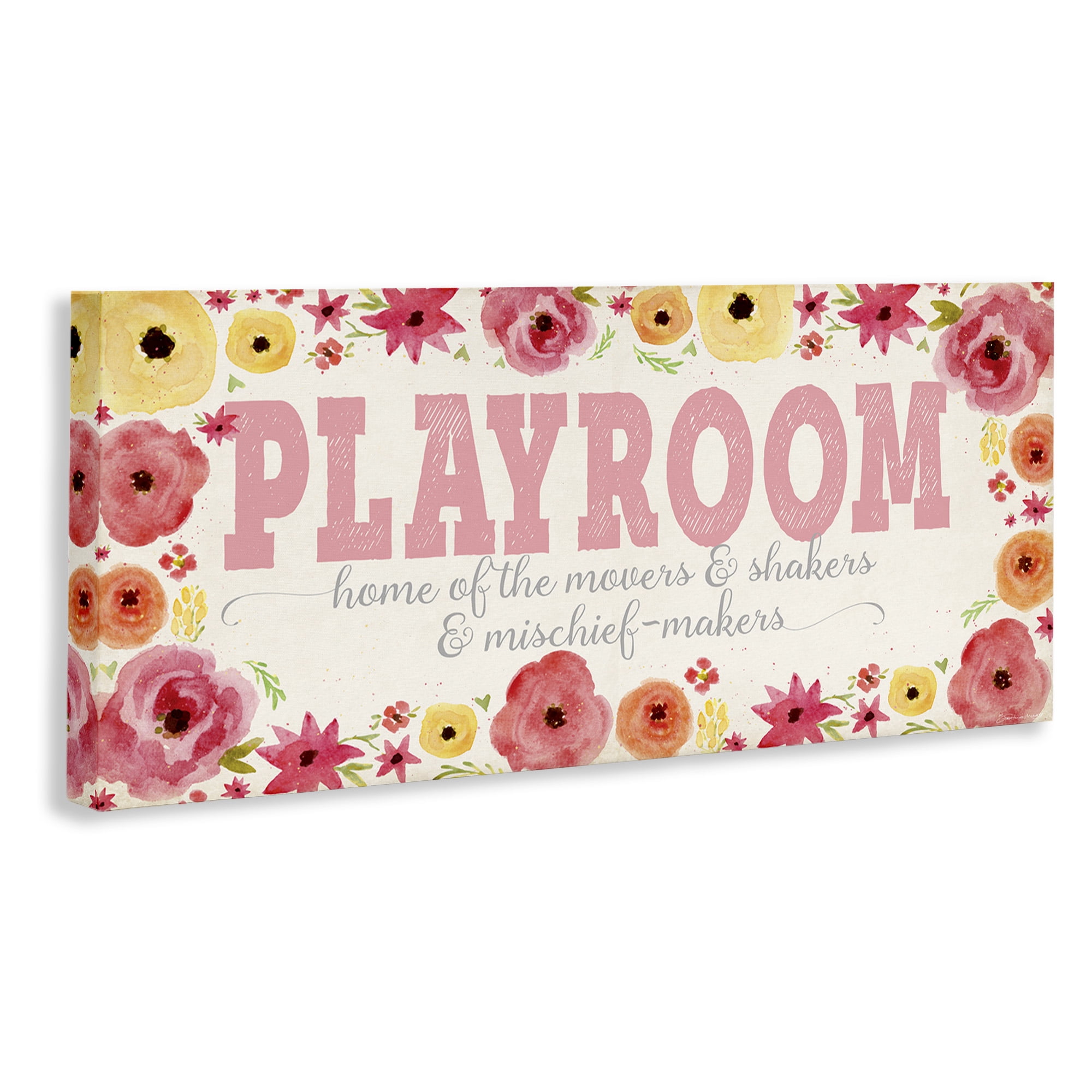 Stupell Industries Playroom Of Mischief Makers Pink Art for Kids Painting Gallery Wrapped Canvas Art Print Wall Art, 48 x 20