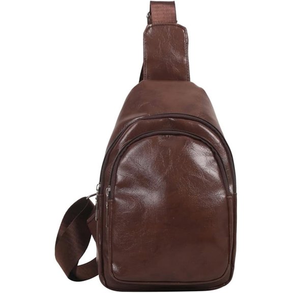 Sling Bag for Women PU Leather Crossbody Chest Bag Small Shoulder Sling Backpack Fashion Fanny Pack for Traveling Hiking (White)