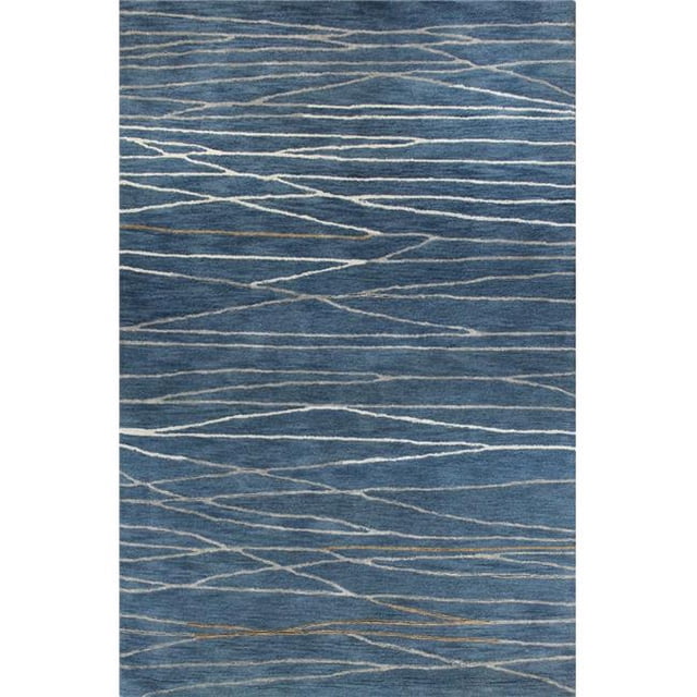 Bashian R129-AZ-6X9-HG238 Bashian Greenwich Collection Abstract Contemporary Wool & Viscose Hand Tufted Area Rug, Azure - 5 ft. 6 in. x 8 ft. 6 in.