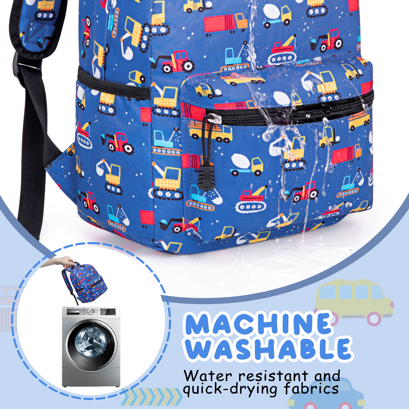 Cshidworld Toddler Backpack, Dark Blue Cars photo 5