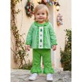 thumbnail image 4 of Cjfdfy Toddler Baby Girls Christmas Outfit Long Sleeve Plaid Tops With Bell Bottom 2 Piece Set Cute Santa Claus Christmas Tree Embroidery Christmas Fall Winter Clothes, 4 of 9