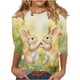 thumbnail image 3 of TaTaai Women's Spring Festival Top Round Neck 3/4 Sleeve Easter Printed Pullover T-Shirt Casual Loose Fit Holiday Everyday Wear Gift, 3 of 5