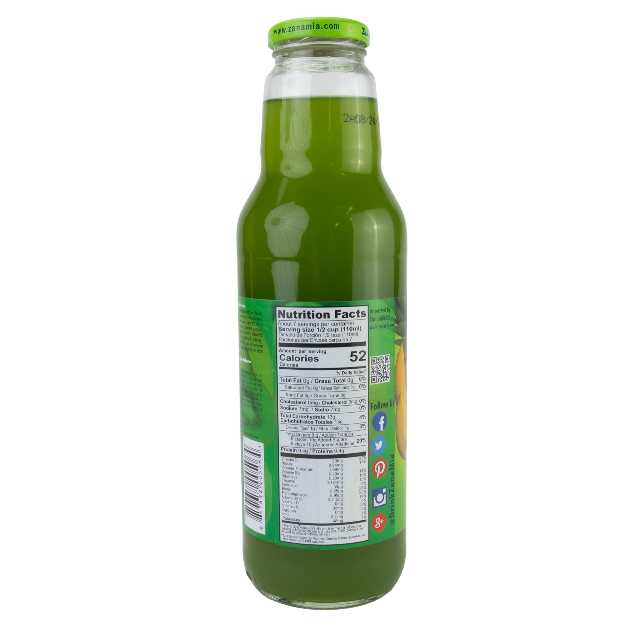 ZanaMia Green Multivitamin Juice Drink, 25.4 fl oz Single Glass Bottle
