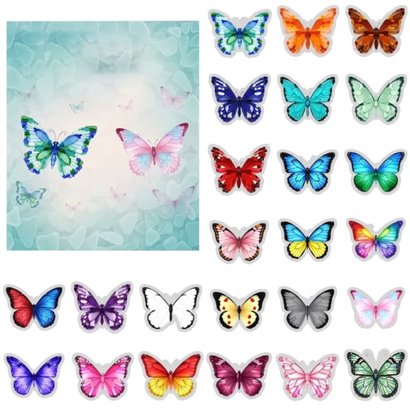 24 Days Acrylic Butterfly Advent Calendar, Christmas Countdown Blind Box with 24 Colorful Hanging Ornaments, Reusable Holiday Surprise Gift Decor for Kids Adults Xmas Tree Party Favors