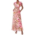 thumbnail image 7 of PRETTYGARDEN Womens Summer Floral Maxi Dresses Spring Short Sleeve Ruffle V Neck Flowy Boho Long Beach Vacation Sundress, 7 of 7