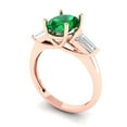 thumbnail image 2 of 2.5 ctw 3 Stone Anniversary Ring for Women | Oval Cut Simulated Emerald | Hyperallergenic Solid 14K Rose Gold, 2 of 5