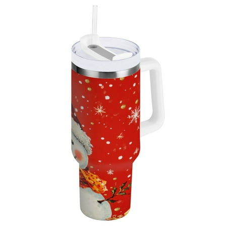 

30 Oz Car Handle Water Cup 9.9x3.5 Inch Stainless Steel Water Cup With Handle Water Cup Car Water Cup Travel Coffee Cup The Christmas Snowman and Snowflakes