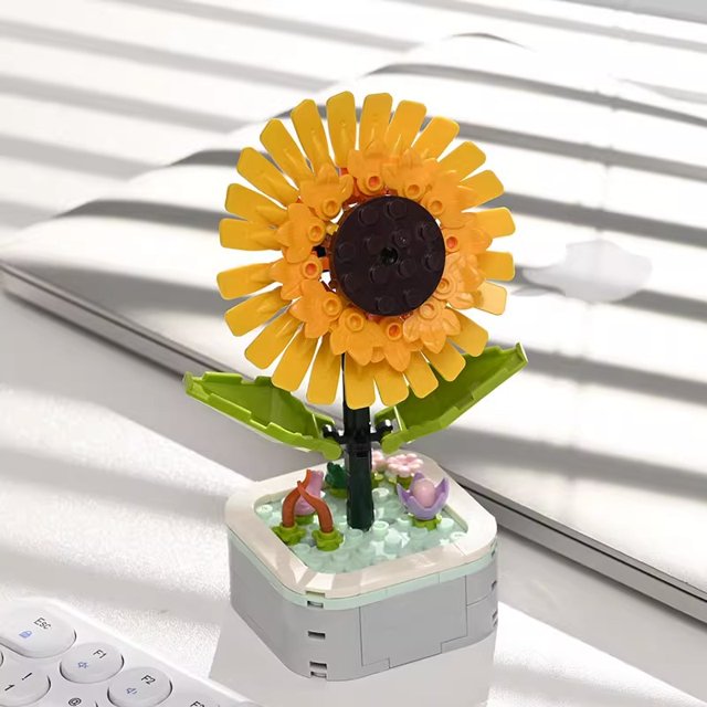 Compatible con Lego senbao Flower Face Tea Music Box, juguete para niños ensamblado, bloques de construcción, regalo de flores