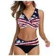 thumbnail image 2 of Aboser Women Crossover Bikini Bathing Suits 2 Piece Printed Swimsuits Red White and Blue Bikinis Set Push Up Swimwear Summer Swimsuit, 2 of 7