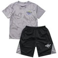 thumbnail image 3 of YONGHS Kids Boys Soccer Jersey Sport Outfit Football Workout Tee Shirts and Athletic Shorts Set Gray 5-6, 3 of 7