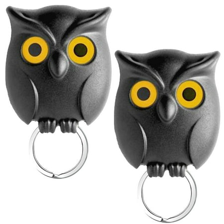 

Owl Key Holder Cute Owl Key Holder Automatic Open Close Eyes Magnetic Night Owl Keying Holder Wall Mounted Owl Key Hooks with Wall Self-Adhesive Tape (2PCS Black)