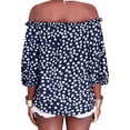 thumbnail image 4 of Women's Summer Off Shoulder Blouse Floral Print Sleeve Casual Chiffon Top Shirt, 4 of 5