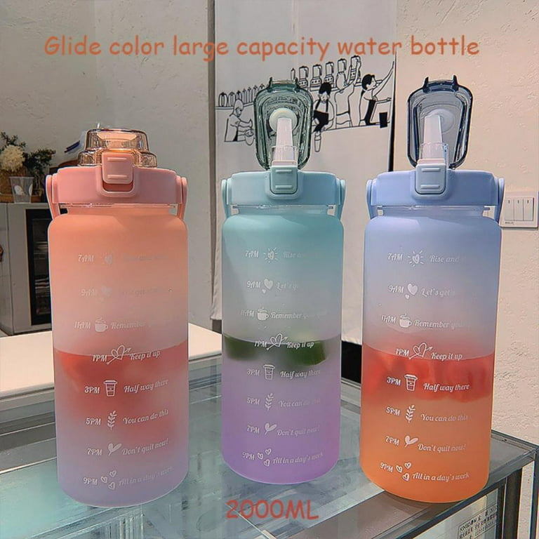 2000ml Large Capacity Sports Water Cup Fitness Water Bottle With Straw  Portable Plastic Water Bottle Cute Diy Small Accessories