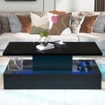 thumbnail image 3 of PAPROOS 41" LED Coffee Table with 4 Storage Drawers, High Gloss Black Rectangular Center Table for Living Room Bedroom, Modern Coffee Tables with Large Storage Space, App/Remote Control, 3 of 13