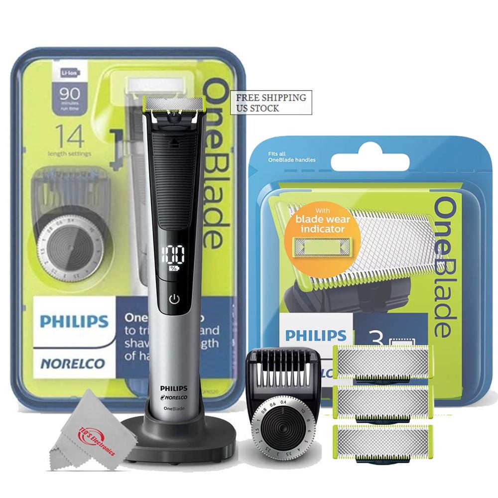Philips Norelco Oneblade Pro Hybrid Electric Trimmer and with 3 Pack Replacement Blade - Walmart.com