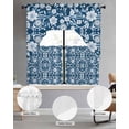 thumbnail image 3 of Navy Blue Floral Kitchen Curtains Sets 36 Inch Length with Valance, Vintage Pastoral Botanical Leaves Swag Valances and Tiers Curtain Set Drapes Swag Curtains for Living Room, Bathroom, Bedroom, Cafe, 3 of 6