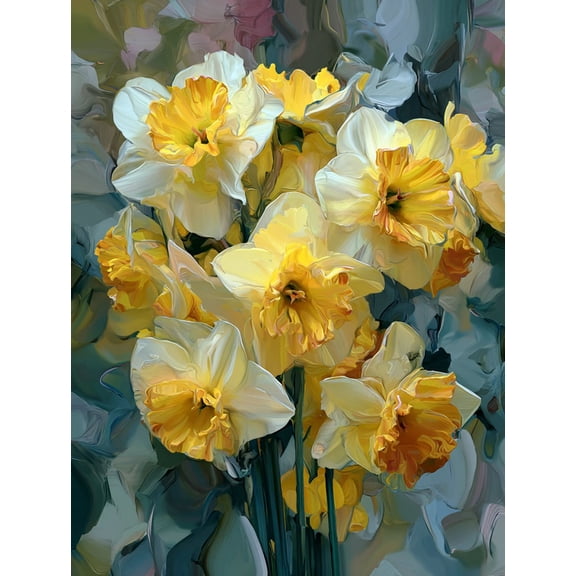 Yellow Daffodil Flower Canvas Print Wall Art for Living Room Bedroom Dining Room Kitchen Office Hallway Home Decor