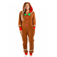 thumbnail image 3 of Gingerbread Christmas Pajamas Unisex Plush Couple Pajamas One-piece pajamas with Convenient wearability(Women), 3 of 7