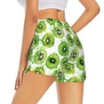 thumbnail image 3 of Vsdgher Green Kiwi Print Women's Running Double Layer Shorts High Waisted with Pockets Elastic Yoga Workout Athletic Gym Sports, 3 of 8