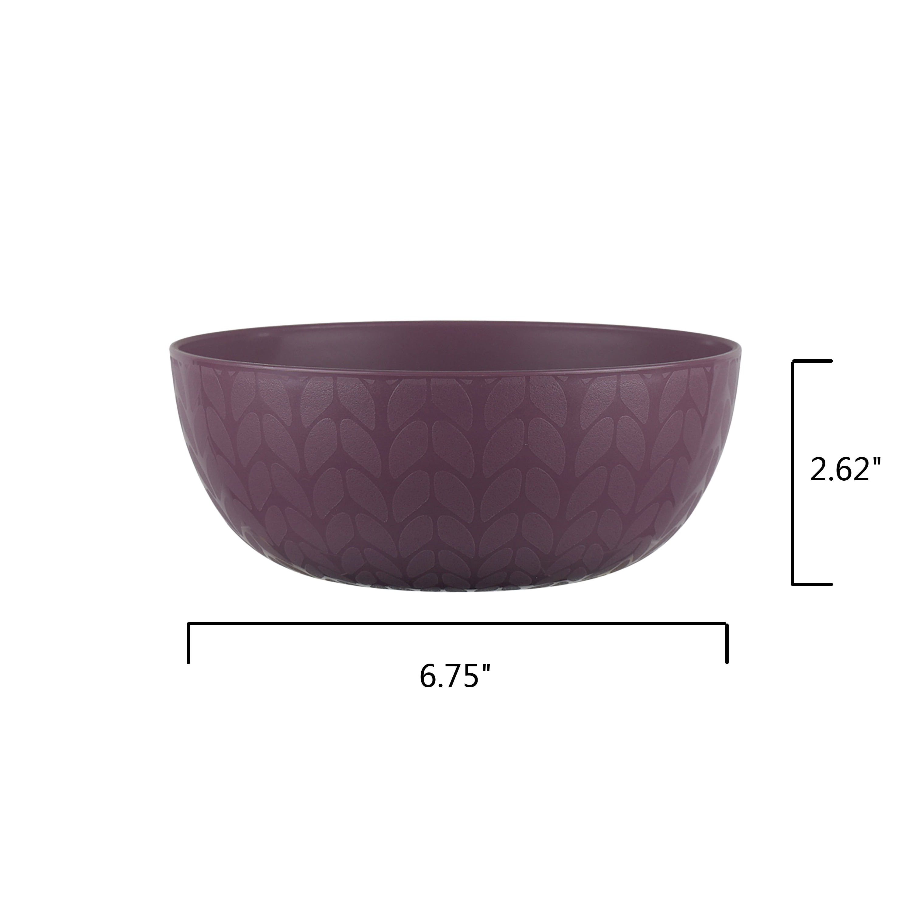 Mainstays - Purple Round Plastic Cereal Bowl, Interwoven Braided Etched, 38-Ounce