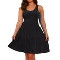 thumbnail image 1 of Vestido informal de primavera/verano para mujer en tallas grandes: vestido sin mangas de color liso y largo medio, adecuado para el día a día, el trabajo y las vacaciones, tallas XL-XXXXXL., 1 of 6