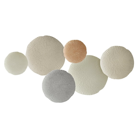 Danya B. Savanna Multi-Color Earth Toned Textured Connected Circle Plate Abstract Metal Wall Art