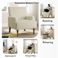 thumbnail image 5 of Modern Accent Chair with 2" Wide Wale Corduroy, 9" Solid Wood Legs, Comfortable Upholstered Armchair in Beige for Living Room, 5 of 8