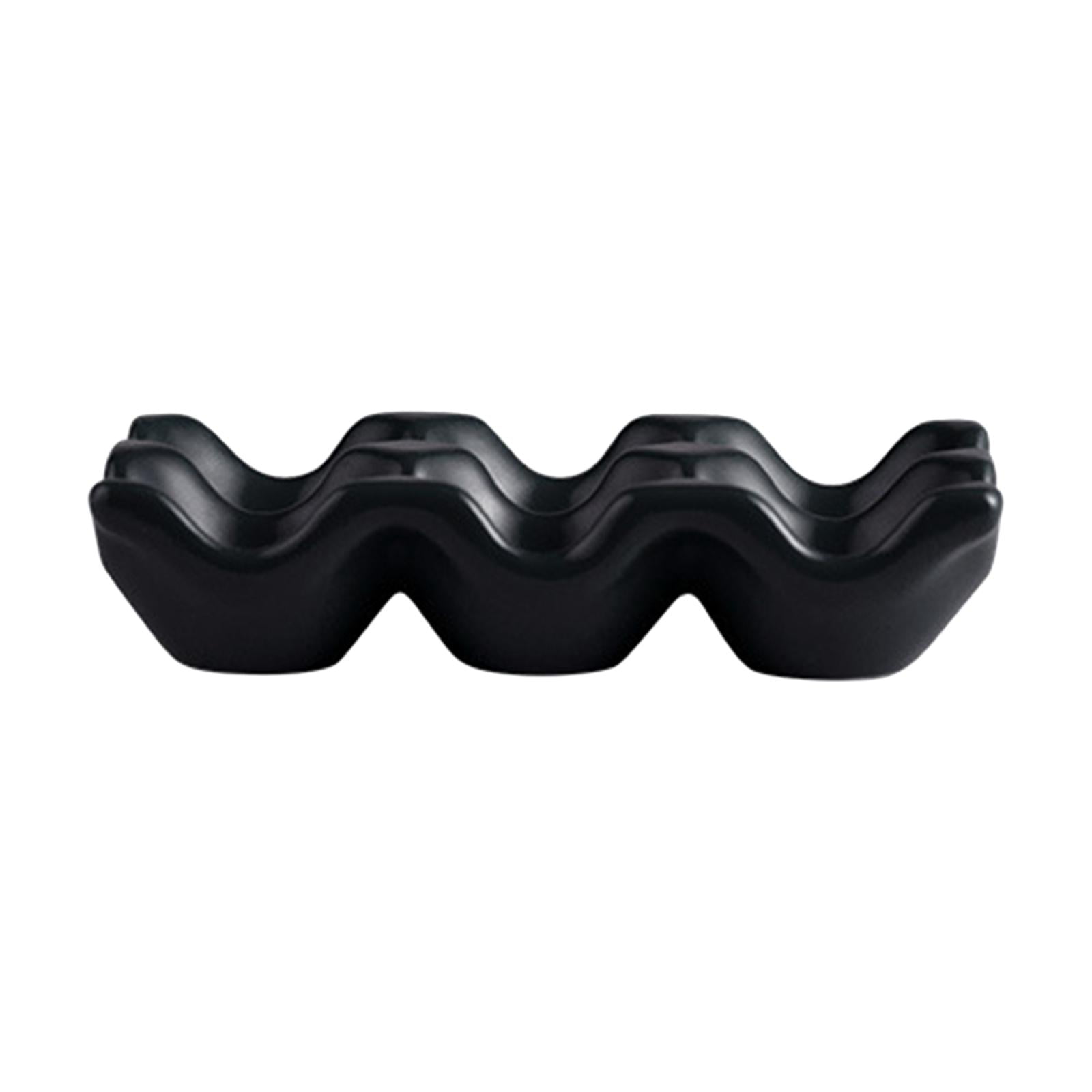 6 Holes Egg Tray Holder Refrigerator Glazed Ceramic Holds 6 Fresh Eggs Egg Storage Lattice Egg Container for Household Drawer Black