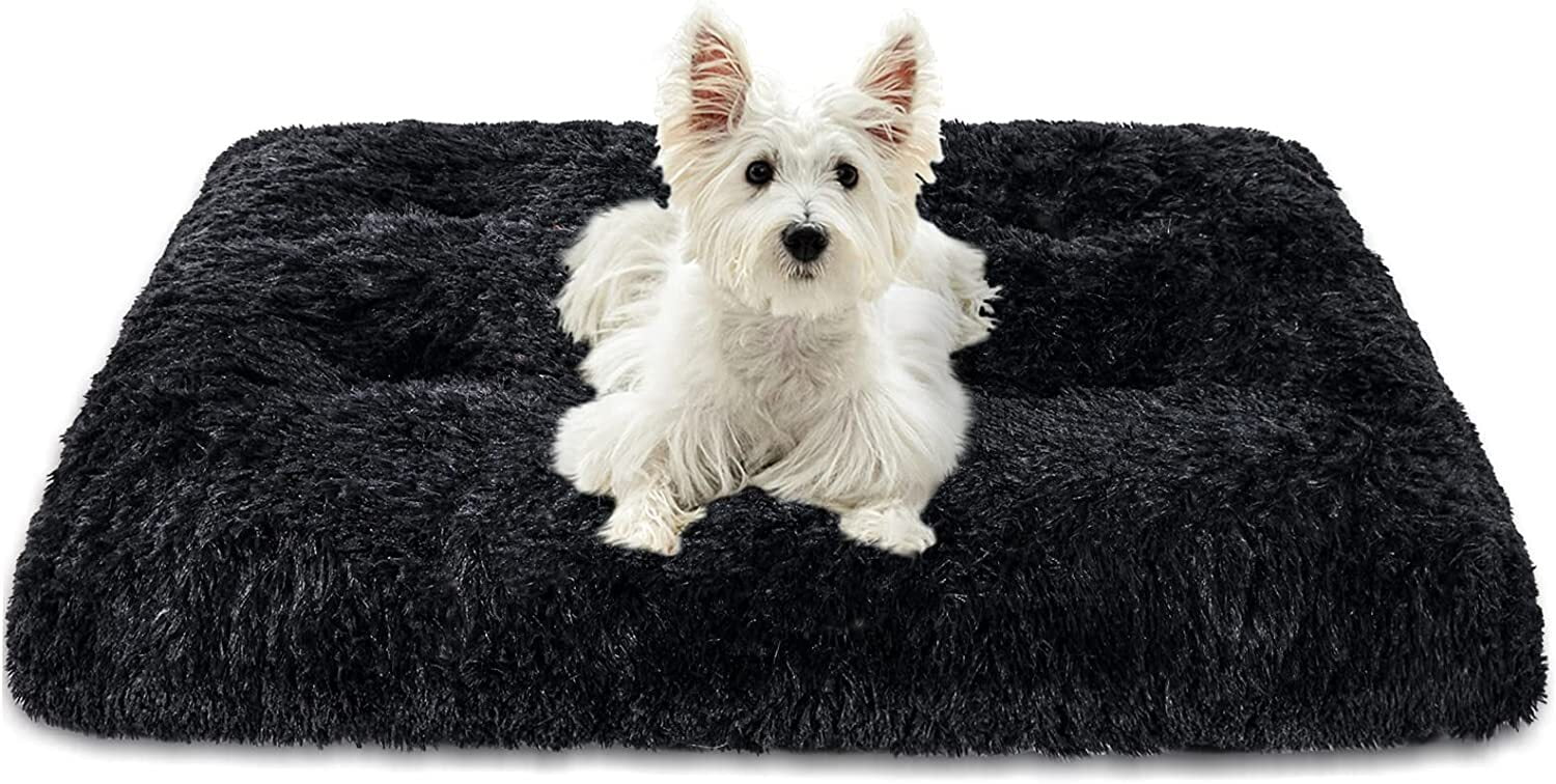 Exclusivo Mecla Soft Plush Dog Bed Crate Mat for Small Dogs (26 * 20 * 4 in), Faux Fur Fluffy
