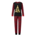 thumbnail image 2 of Conjunto de pijamas navideños familiares a juego con estampado de árbol y rayas. Pijamas de vacaciones para papá, mamá y niños., 2 of 9
