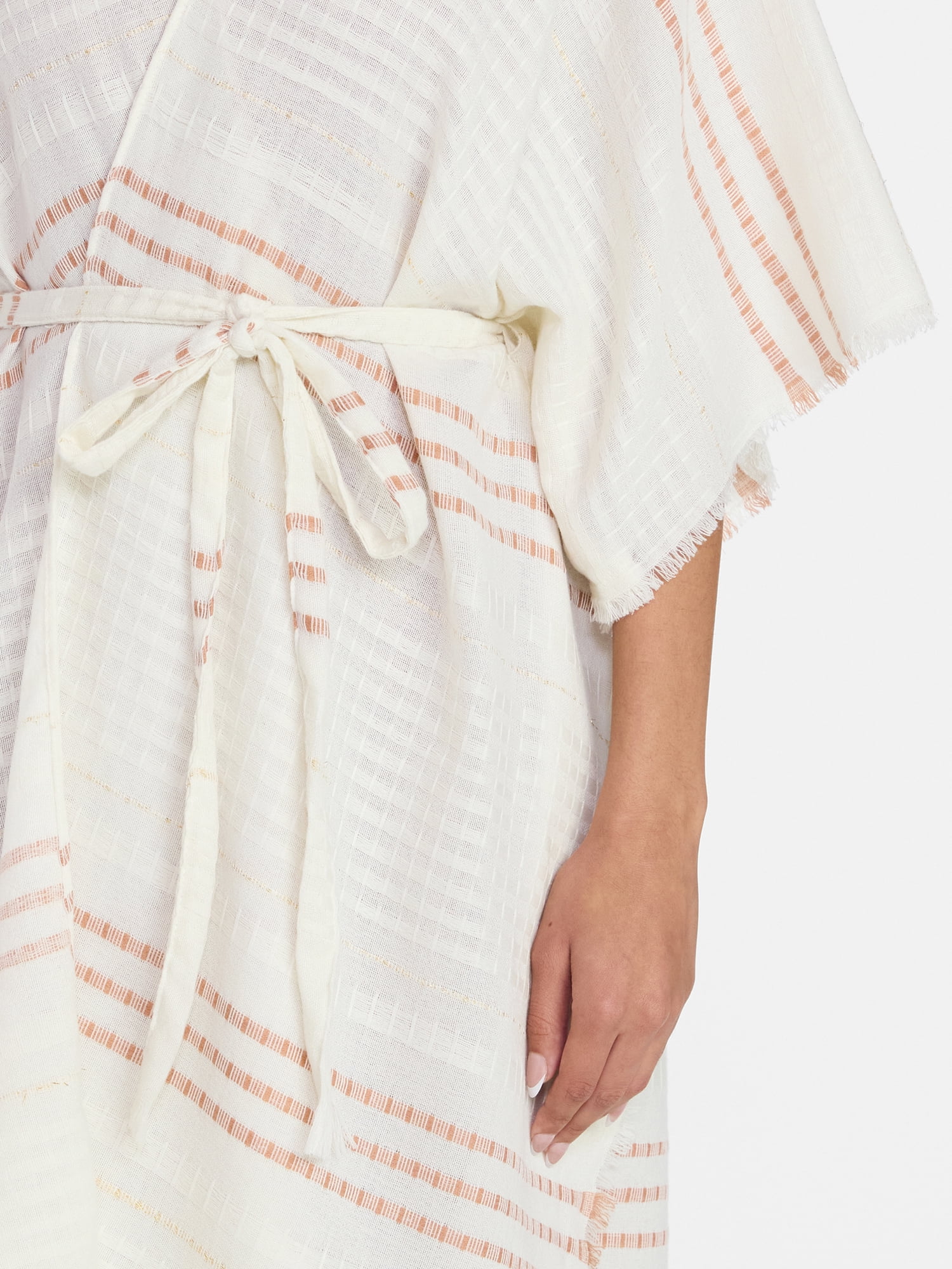 Time and Tru Women's Striped Ruana, Size S/M, White