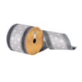 thumbnail image 1 of Vickerman Q181062 4 in. x 10 Yards Silver &amp; Black Stripe Center Pattern Ribbon, 1 of 1
