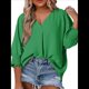 thumbnail image 2 of Blusas Elegantes e Informales para Mujer, con Escote en V y Mangas 3/4, con Puños Fruncidos Verde M, 2 of 7