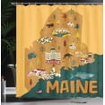 thumbnail image 3 of Ambesonne Moose Shower Curtain, Maine Map with Attractions, 69"Wx75"L, Pale Orange and Forest Green, 3 of 4