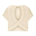 thumbnail image 3 of bnaln Womens Summer Tops Oversized Workout Crop Tops Open Back Casual Short Sleeve Crew Neck Cotton Loose Boxy Tshirts Backless Athletic Shirts Casual Crop Y2k Yoga Running Tees, 3 of 6