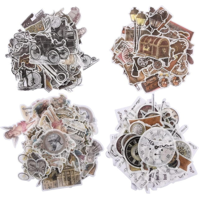 240 pegatinas vintage para álbumes de recortes, pegatinas estéticas de papel washi, pegatinas retro con imágenes, calcomanías para arte, manualidades, diario, cuaderno, collage y álbum.
