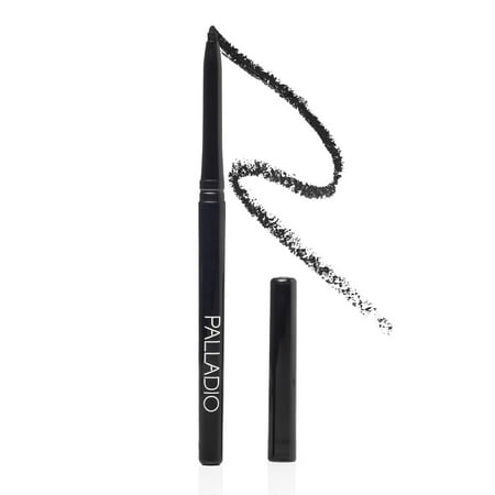 Palladio Retractable Waterproof Eyeliner, Richly Pigmented Color and Creamy, Slip Twist Up Pencil Eye Liner, Smudge Proof Long Lasting Application, All Day Wear, No Sharpener Required, Pure Black