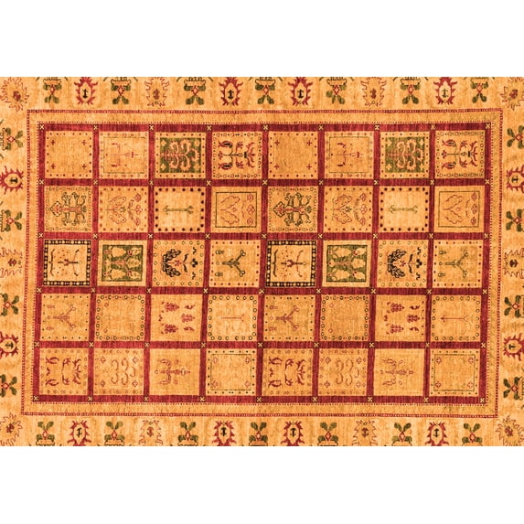 Ahgly Company Indoor Rectangle Abstract Orange Modern Area Rugs, 4' x 6'