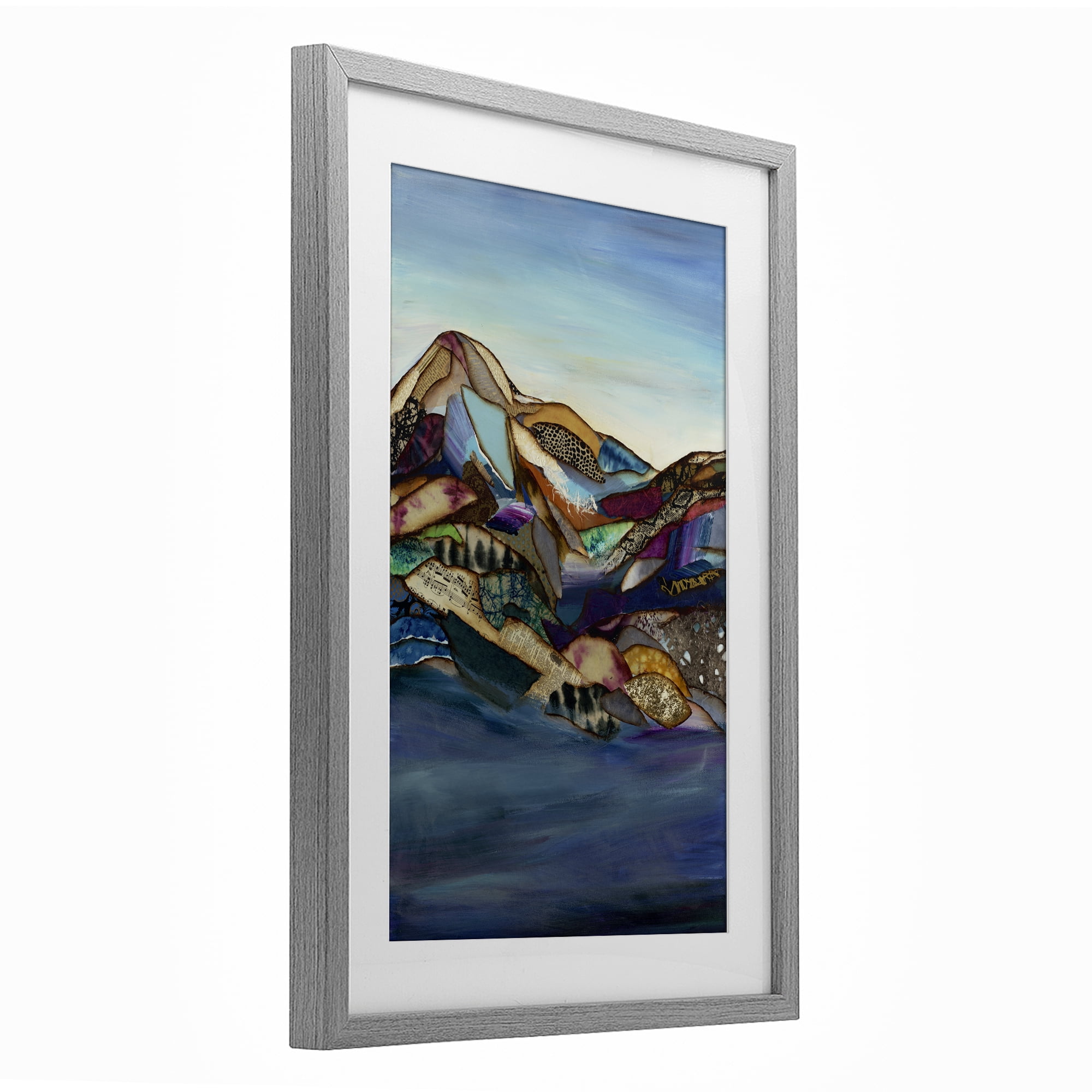 Stupell Industries Patchwork Collaged Mountains Gray Framed Print Under Glass, design by Van Horne-Borcherding
